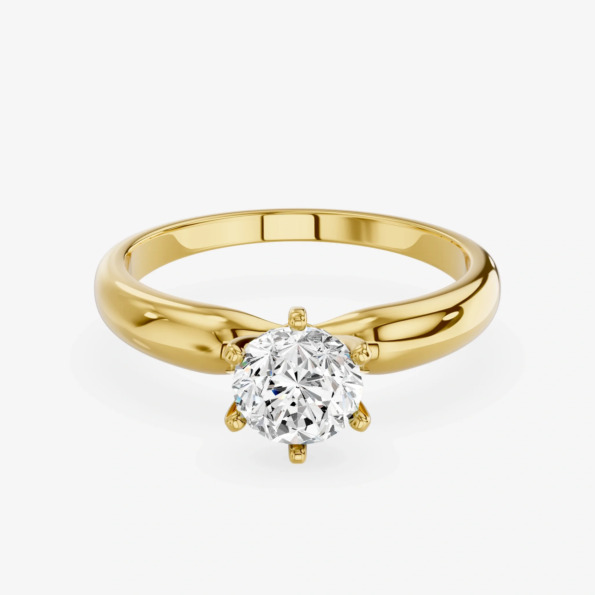 Round Lab-Grown Diamond Six-Prong Solitaire Ring in 14K Yellow Gold, Hero view